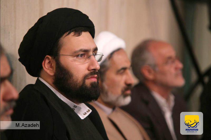 سیدعلی خمینی در جمع سپاهیان حفاظت جماران