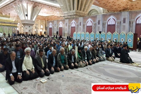 اولین نماز یادگار امام (س) در حرم مطهر+ عکس