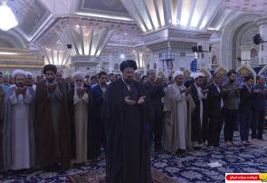 اقامه نماز مغرب و عشا روز پانزدهم تیر ماه نودو شش به امامت آیت الله سید حسن خمینی