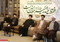 حضور آیت‌الله سید حسن خمینی در منزل شهید سید اسماعیل خطیب؛ تسلیت شهادت عضو کابینه دولت‌های سیزدهم و چهاردهم