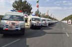 رزمایش نیروهای اعزامی هلال احمر به اربعین حسینی در حرم امام (ره) برگزار شد